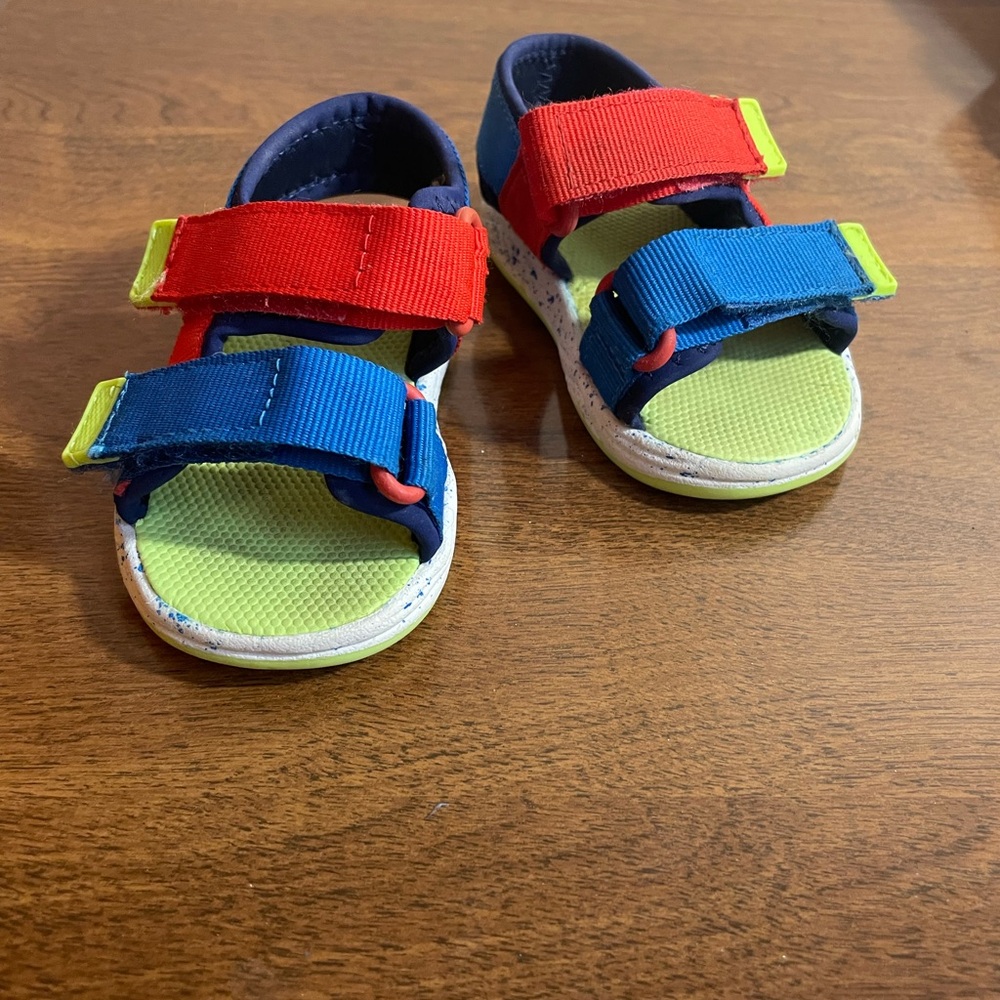 Wonder Nation Baby Red and Blue Sporty Sandals with Velcro Straps, Size 3